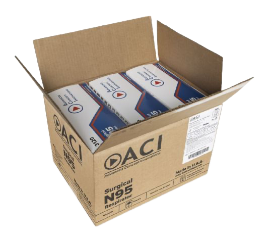 Respirador quirúrgico N95 ACI-3120, aprobado por NIOSH, fabricado en EE. UU. (6 cajas por estuche)