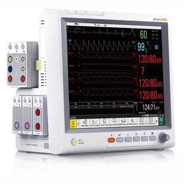 EDAN Elite V5 Modular patient monitor with 12.1" LCD screen. Must purchase XM module or iM20 monitor to have any basic parameters