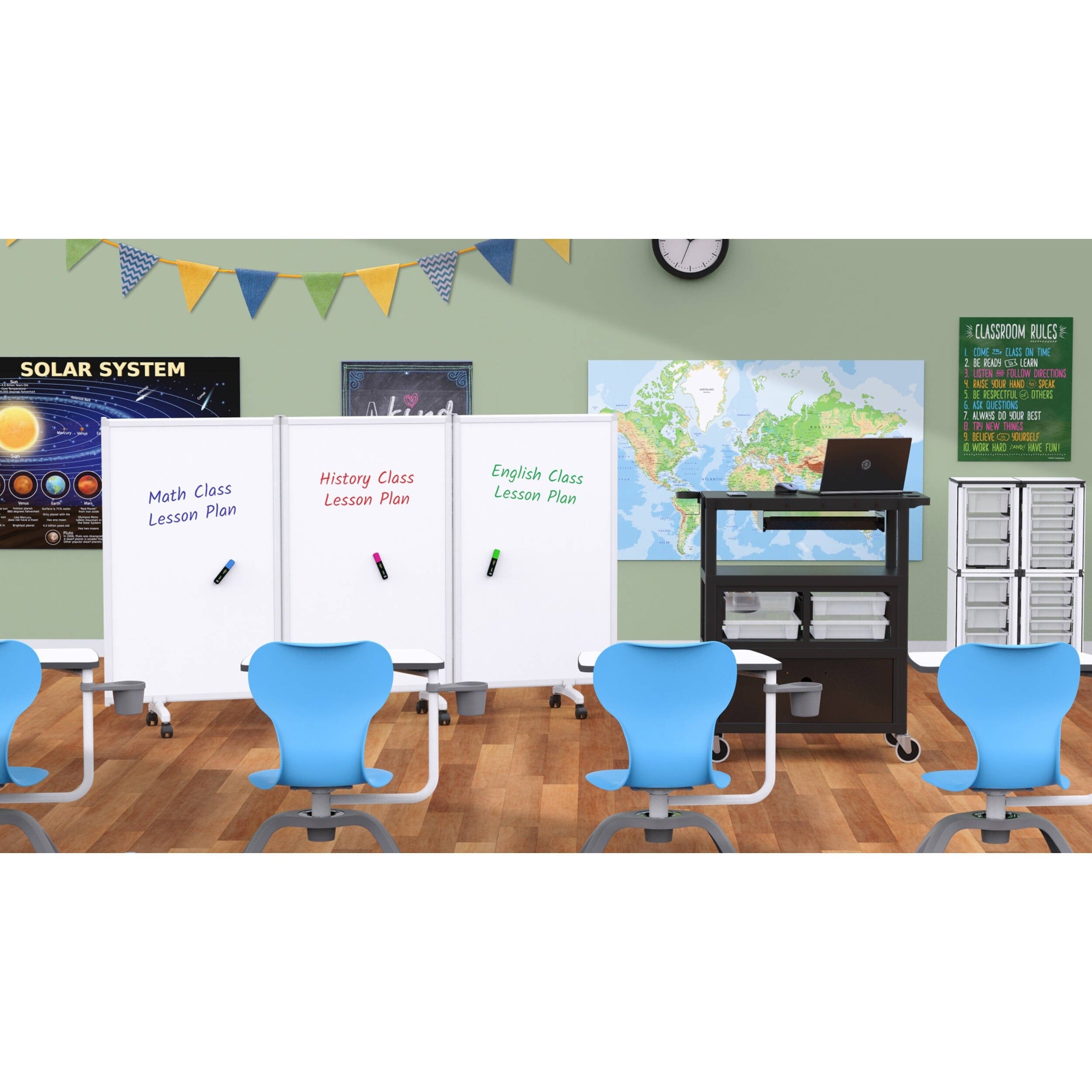 Luxor-MB9152WW Mobile Dry-Erase Folding Divid