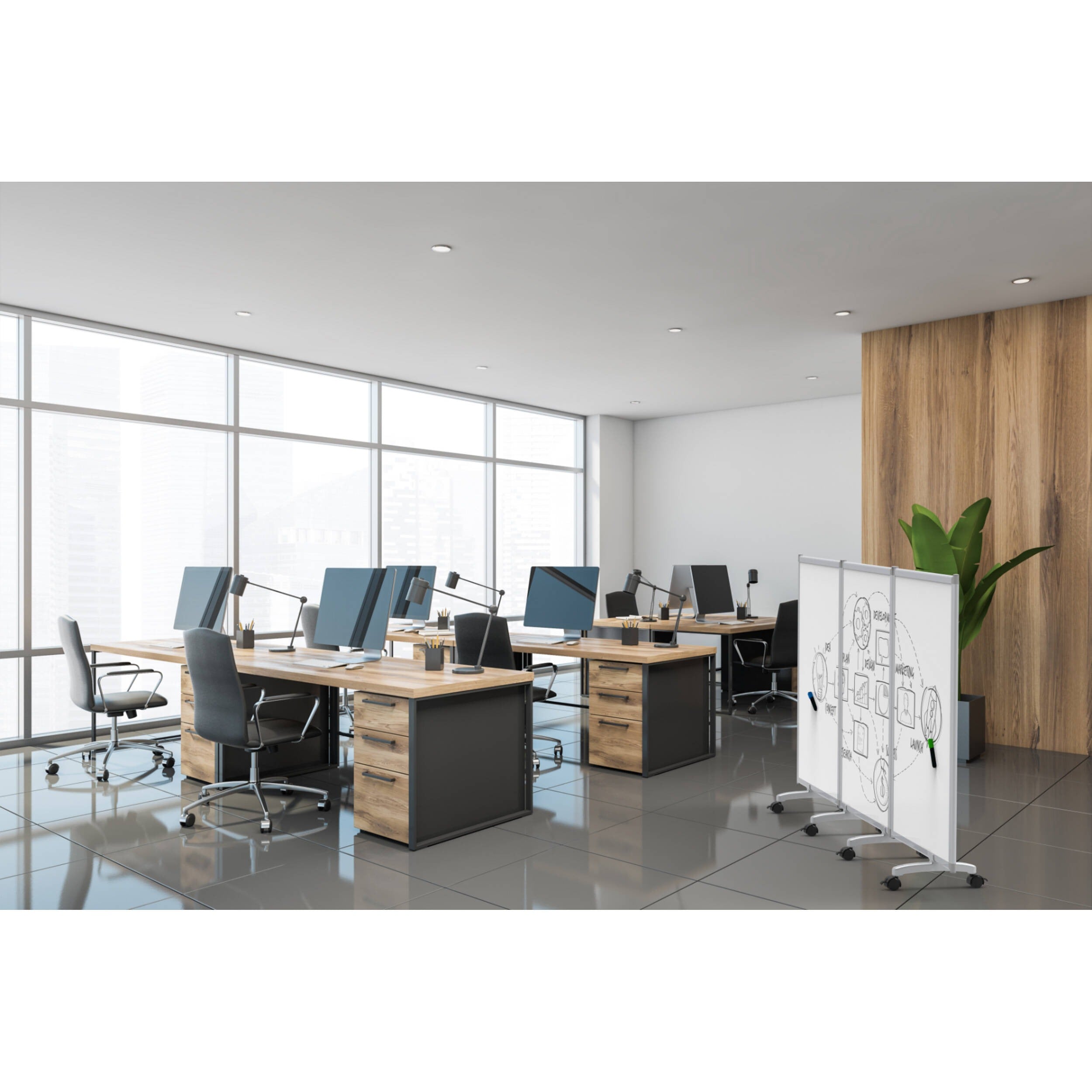 Luxor-MB9152WW Mobile Dry-Erase Folding Divid