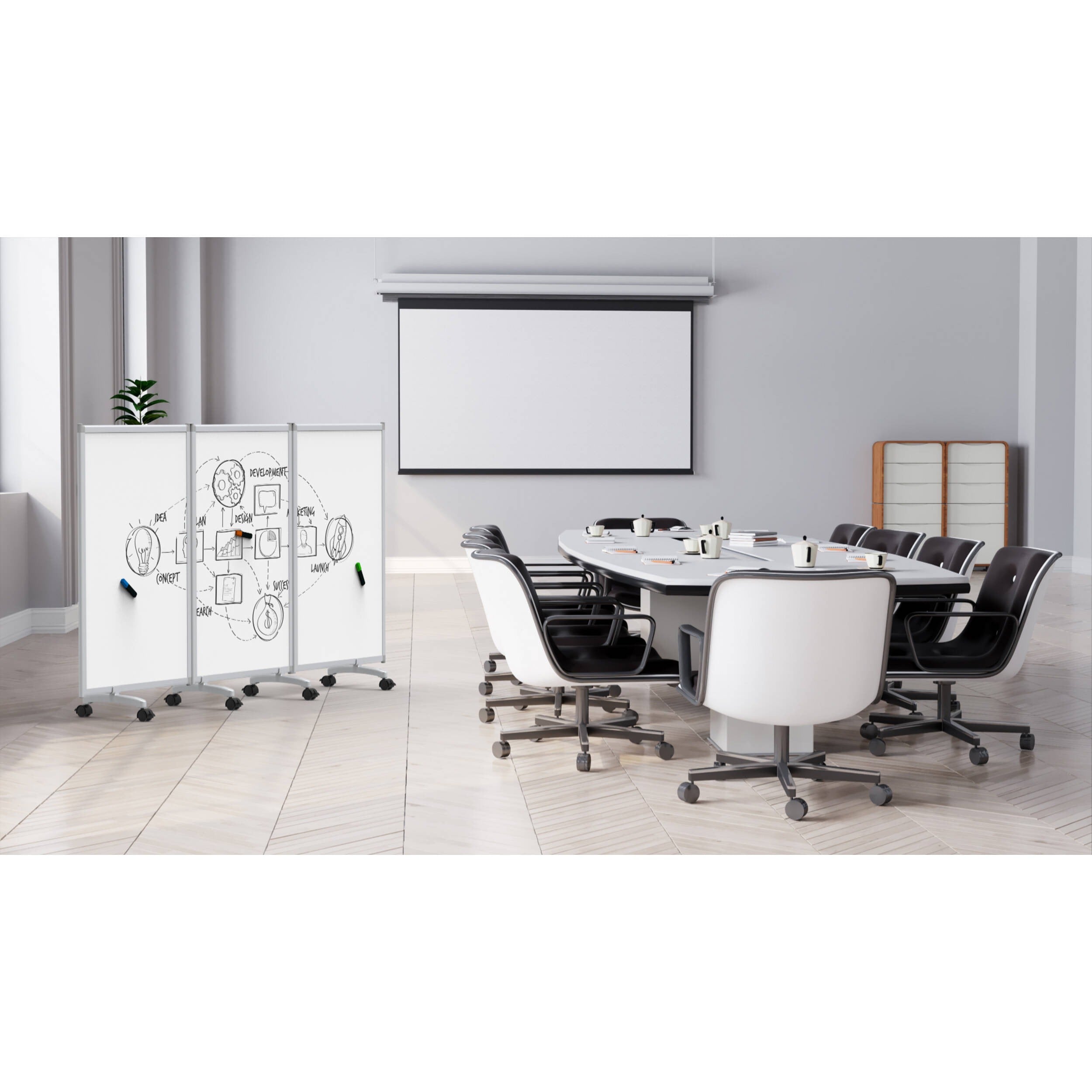 Luxor-MB9152WW Mobile Dry-Erase Folding Divid