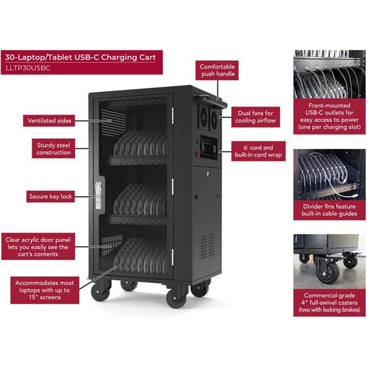 Luxor-LLTP30USBC 45W USB-C 30-Bay Charging Cart
