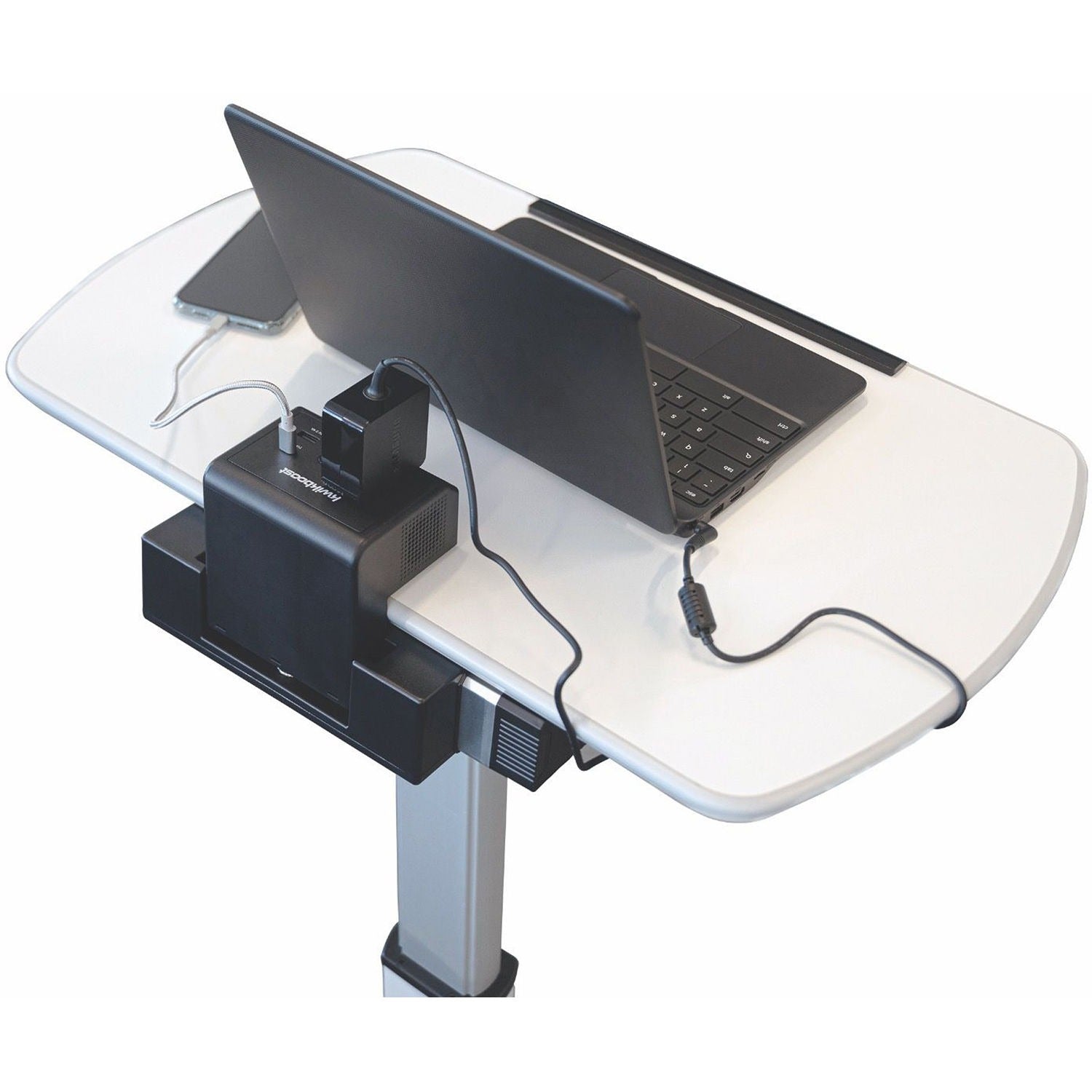 Luxor-LX-PNADJ-EPW Pneumatic Height-Adjustable Lectern with KwikBoost EdgePower Charging Station
