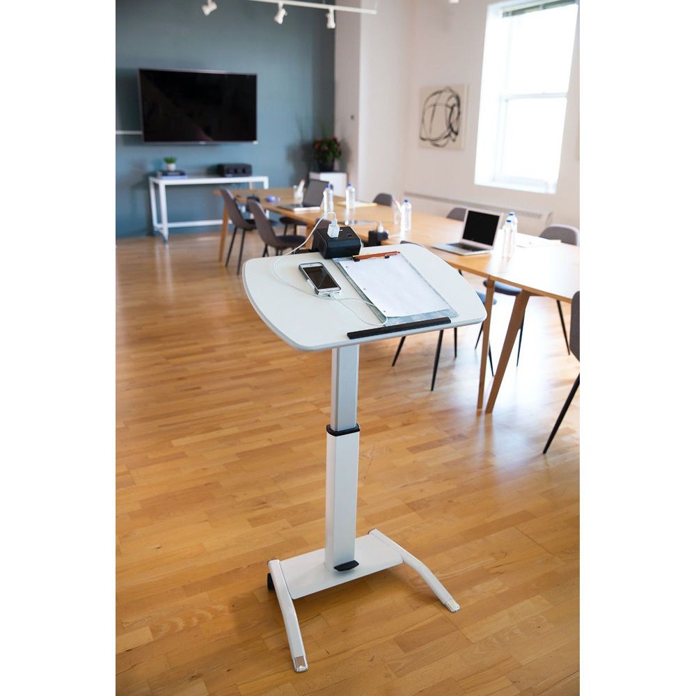 Luxor-LX-PNADJ-EPW Pneumatic Height-Adjustable Lectern with KwikBoost EdgePower Charging Station