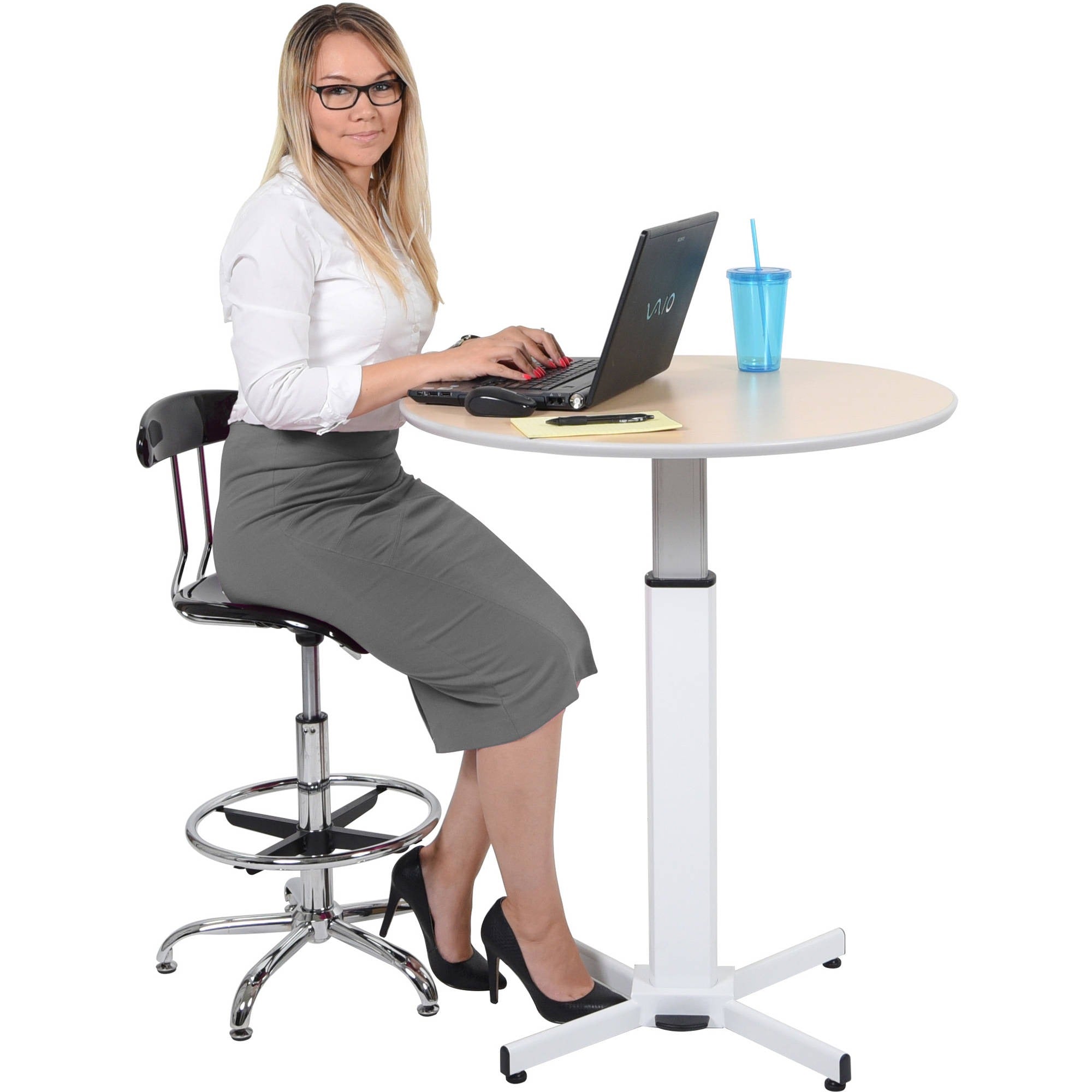 Luxor-LX-PNADJ-ROUND Pneumatic Adjustable Round Pedestal Table