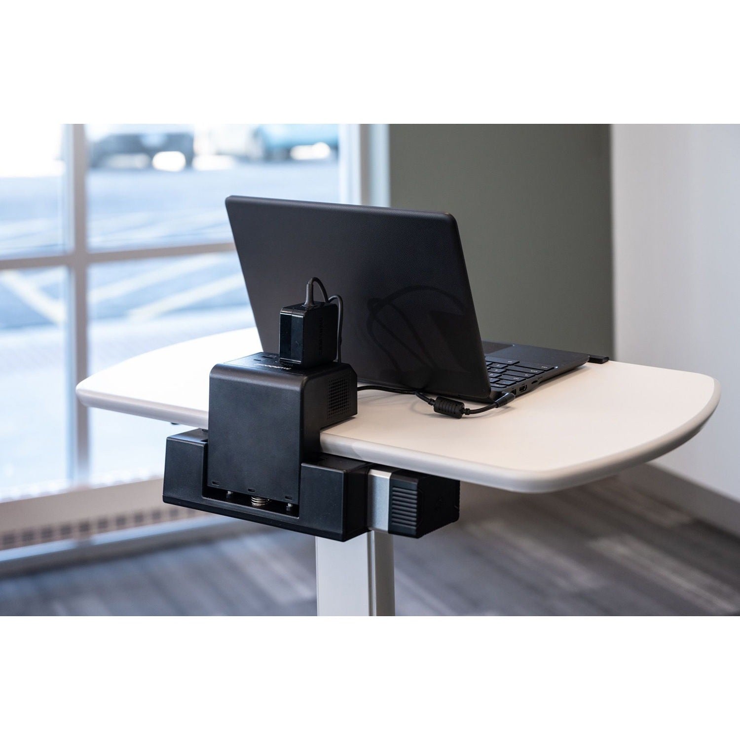 Luxor-LX-PNADJ-EPW Pneumatic Height-Adjustable Lectern with KwikBoost EdgePower Charging Station
