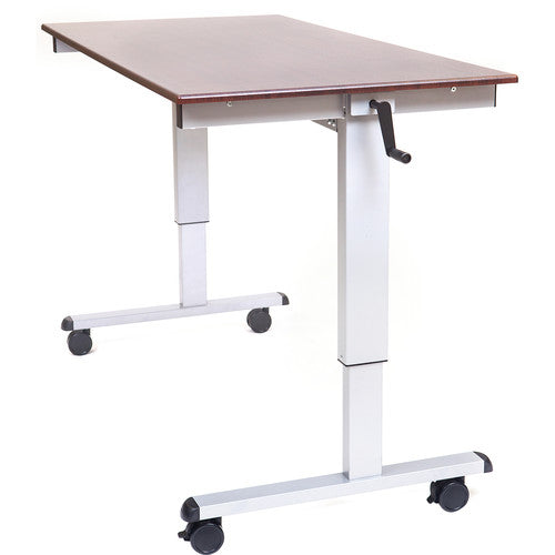 Luxor Crank Adjustable Stand-Up Desk (Dark Walnut Desk, Silver Frame)