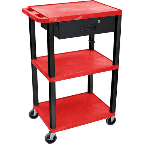 Luxor Three-Shelf Plastic Utility Cart 42"