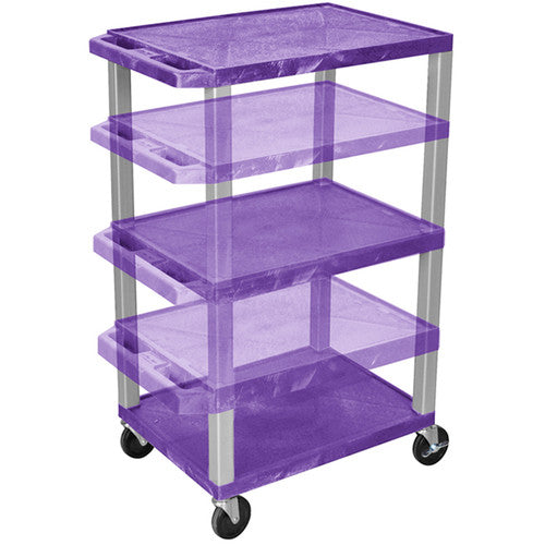 Luxor-WT1642-P Multi-Height A/V Cart with 3 Shelves (Purple with Putty Legs)