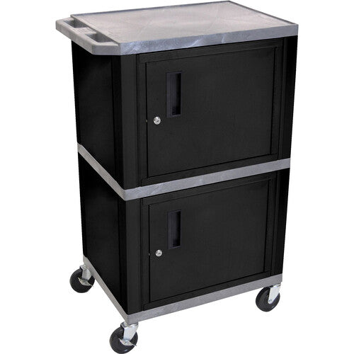 Luxor-WT50GY-B Gray Tuffy Cart with Double Black Cabinets (1 EA)