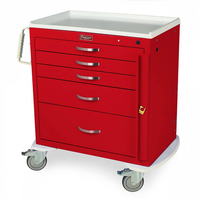 Harloff-MDS3024B05 M-Series Short Emergency Crash Cart, Standard Width, Five Drawers, Breakaway Lock