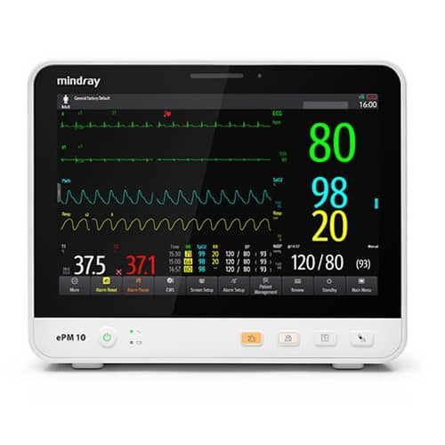 ePM 10M with 3/5 lead ECG, arrhythmia analysis, Masimo SpO2, NIBP, temperature, respiration (pn 9204E-PA00001)