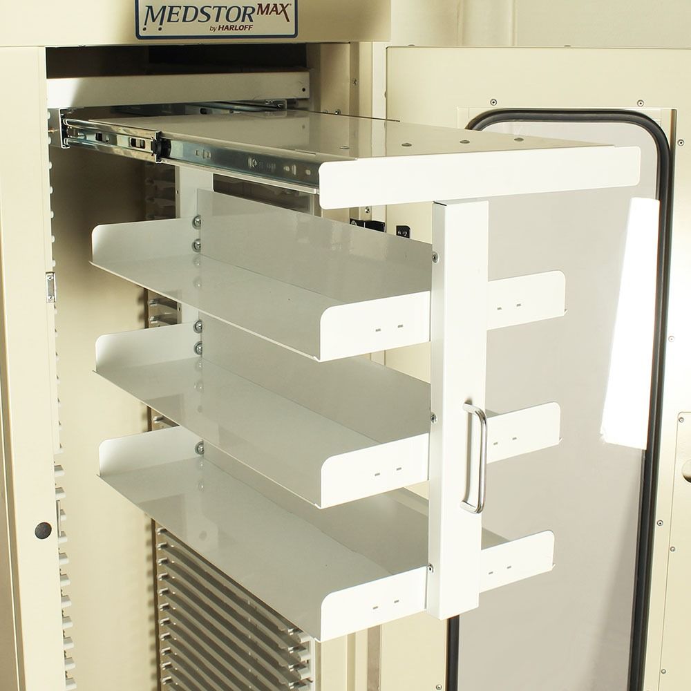 Harloff-MS-PULLOUTSHELF-3 Pullout Suture storage shelves, 3, for MedStorMax single column cart with H+H panels (1 EA)