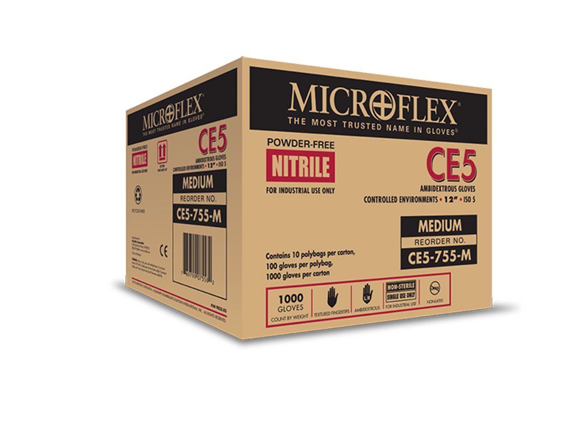 Ansell Microflex Class 100 Nitrile Powder Free Cleanroom Gloves White