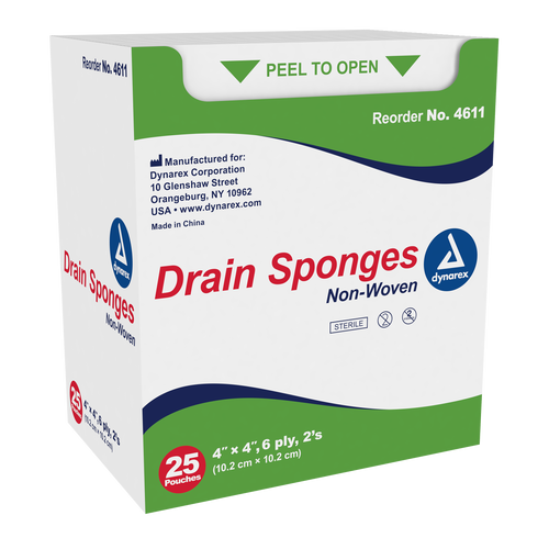 Dynarex-Non-Woven Drain Sponges - Sterile