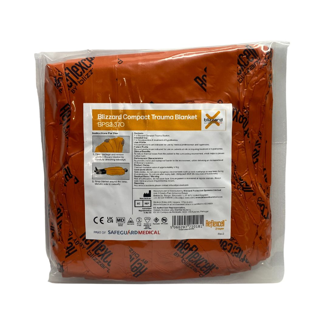 Safeguard Medical-BPS2-37-O Blizzard Compact Trauma Blanket, Small - Orange (2-layer) (50/case)