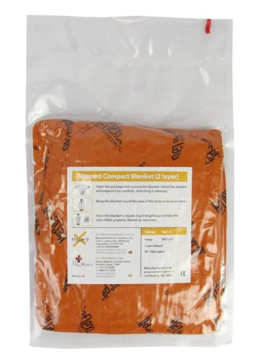 Safeguard Medical-BPS2-37-O Blizzard Compact Trauma Blanket, Small - Orange (2-layer) (50/case)