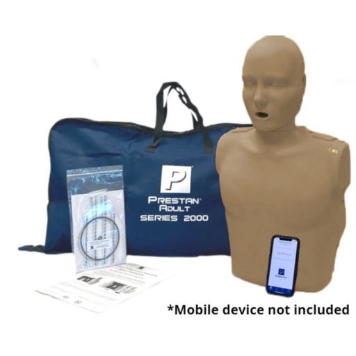 PRESTAN-PP-AM-2000-1-MS Professional Adult Series 2000 Manikin with Advanced CPR Feedback, Single (Medium Skin); includes Professional Adult Series 2000 Manikin, Rate / Depth Monitor with Bluetooth App. Capabilities, Breath Sensor, Color ID Labels"