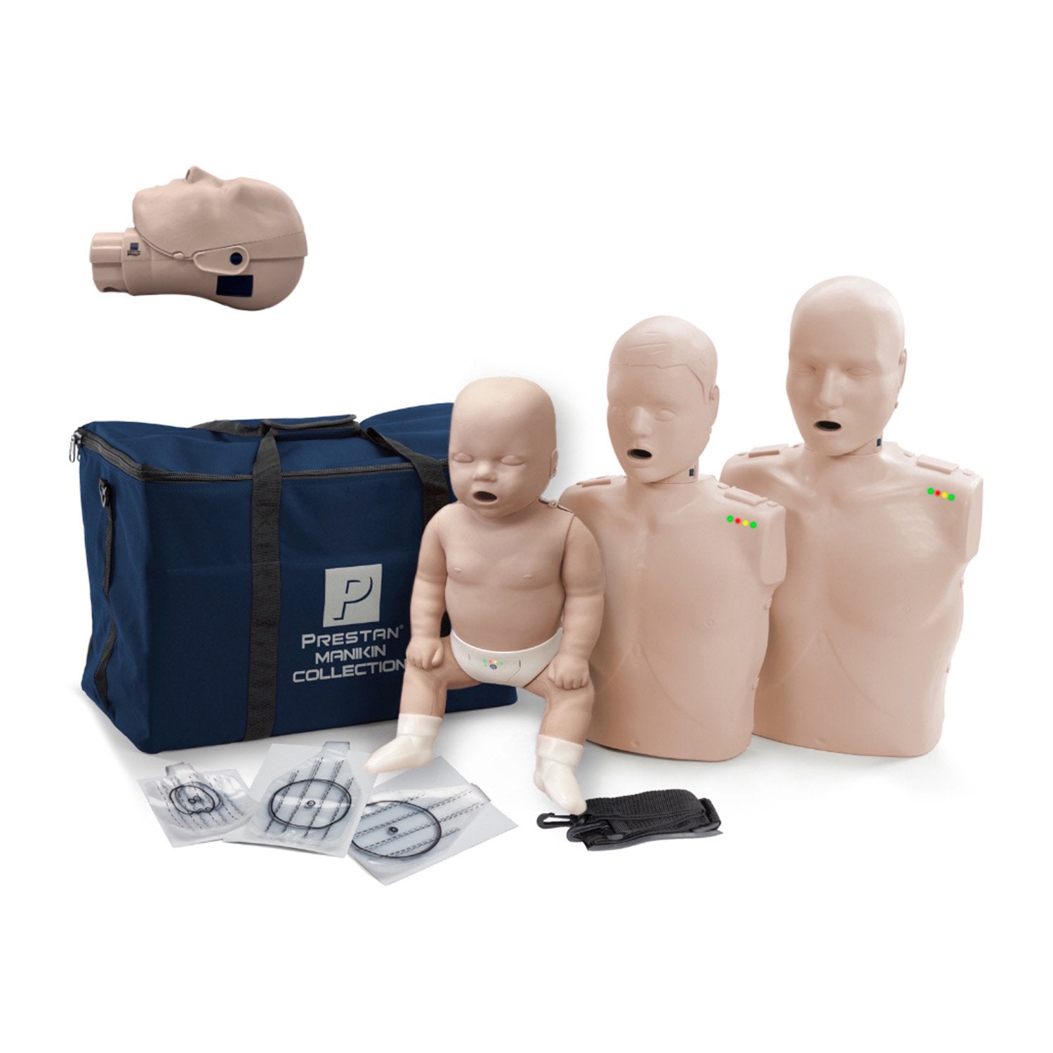 PRESTAN-PP-FMP-300M-DE-MS PRO+ Collection Manikin with Large PRO+ Face-Shield, 3-Pack - Medium Skin Tone (Pack of 3)