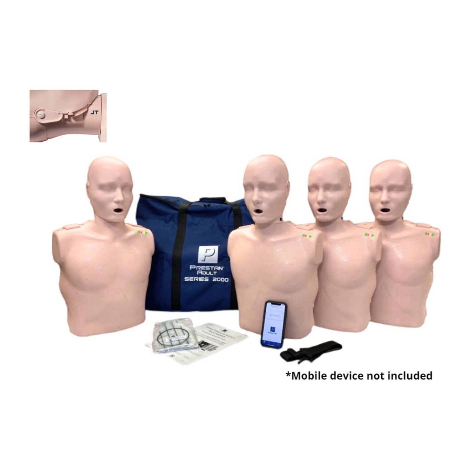 PRESTAN Professional Adult Series 2000 Jaw Thrust Manikin with Advanced CPR Feedback, 4-Pack