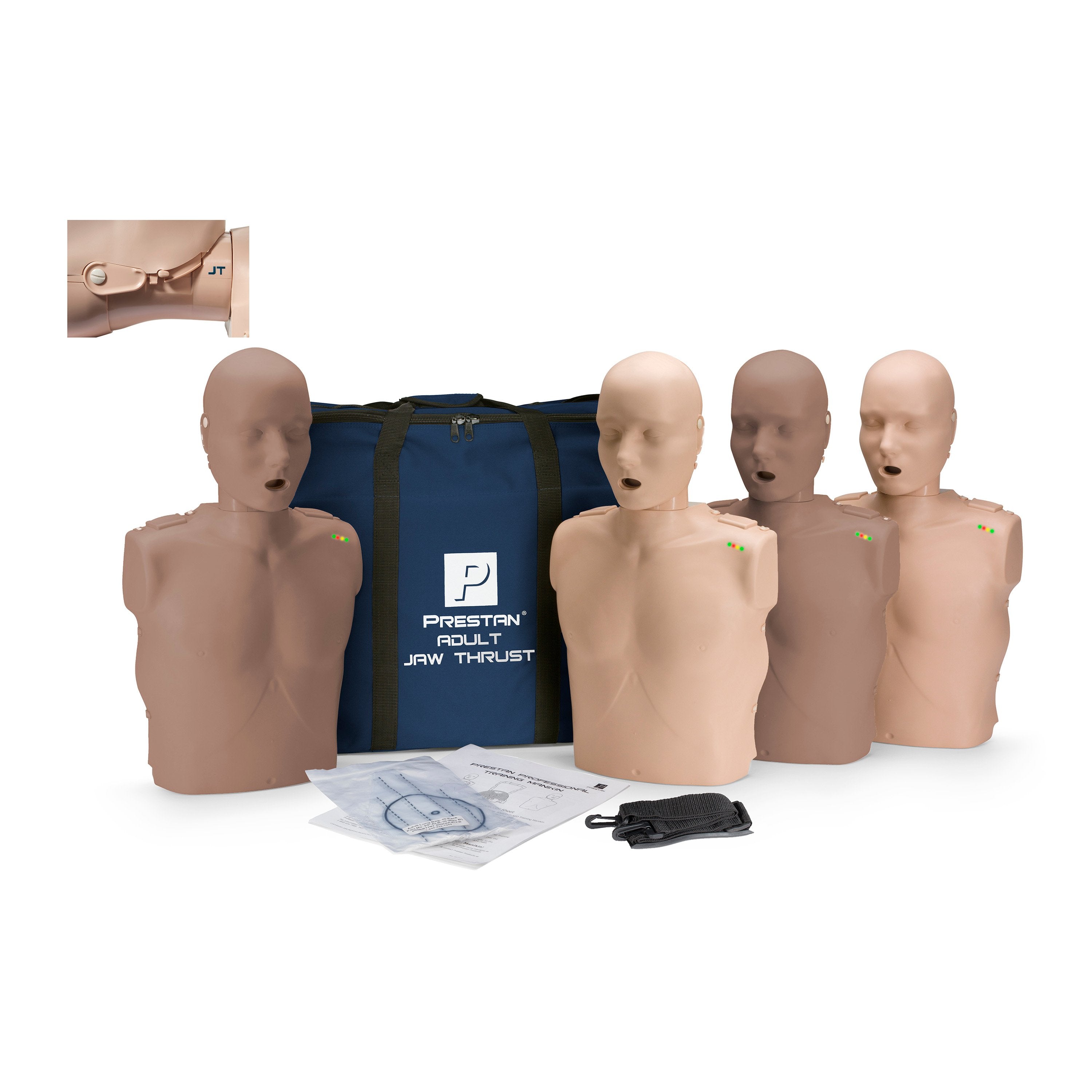 PRESTAN-PP-JTM-400M-MSDS Professional Adult Jaw Thrust Diversity Kit CPR-AED Training Manikins 4-Pack