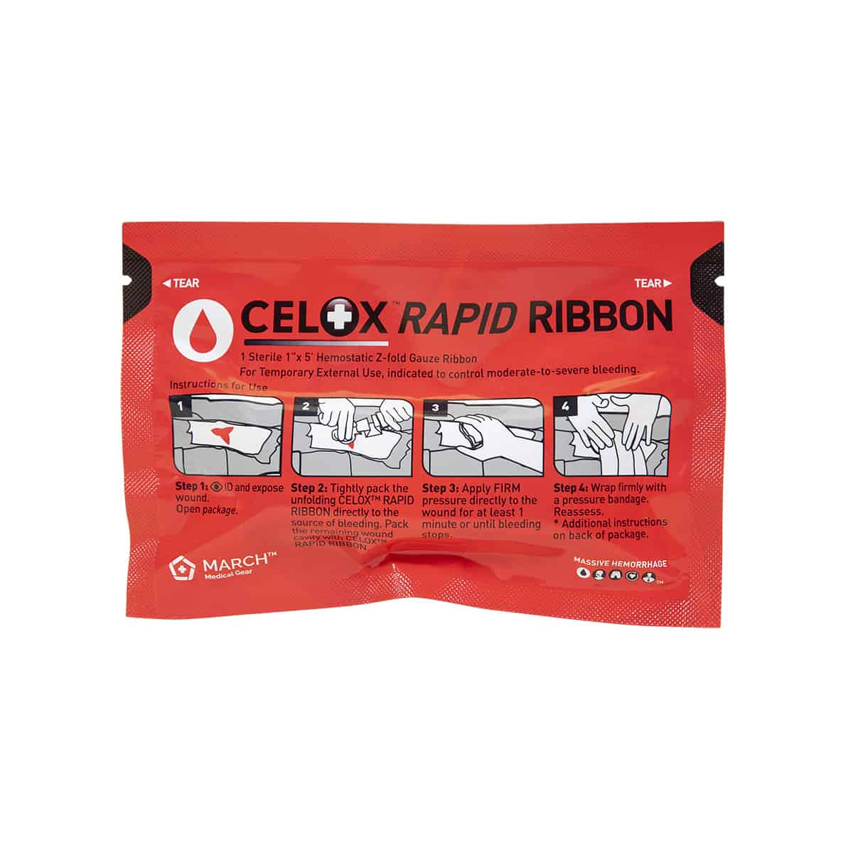 Safeguard Medical-30-223 Celox Rapid Ribbon, Z-Fold - 1" x 5', Each
