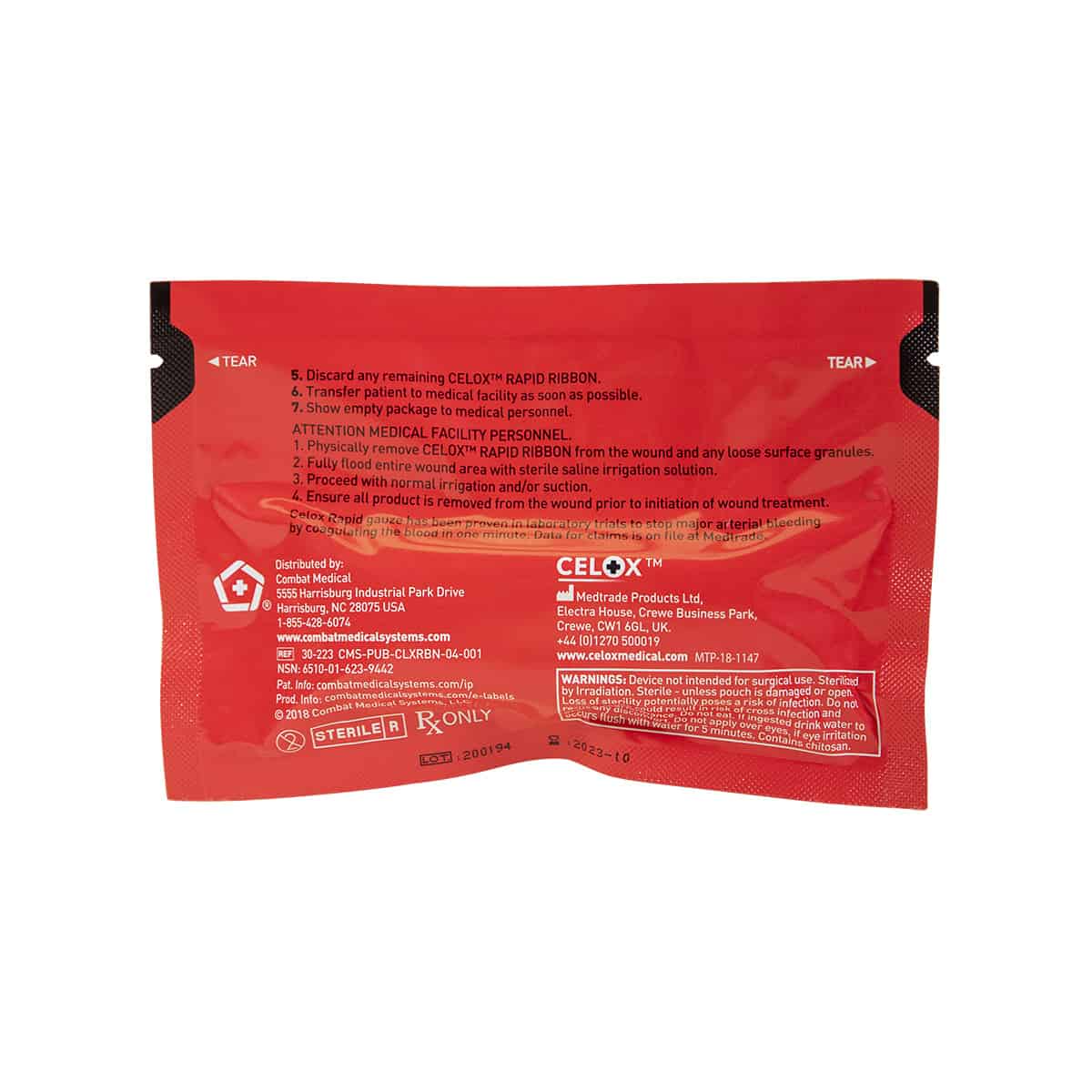 Safeguard Medical-30-223 Celox Rapid Ribbon, Z-Fold - 1" x 5', Each