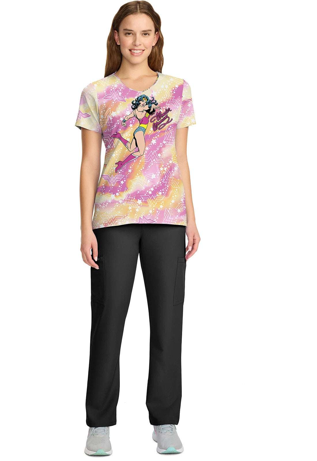 Tooniforms Women Print 2 Pocket V-Neck Scrub Top