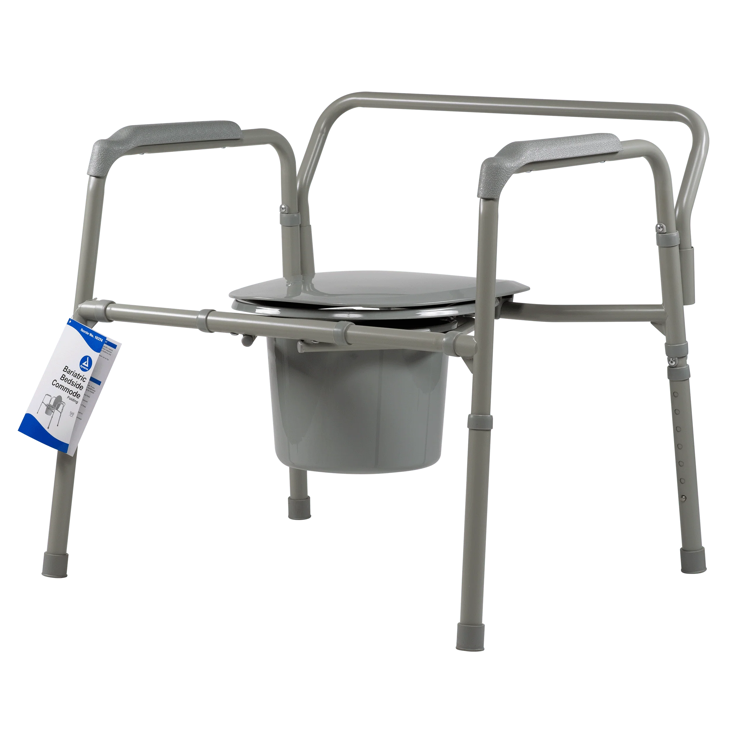 Dynarex-RPBC-05LD-74 10374 Folding Bariatric Commode Seat and Lid, Grey, 1