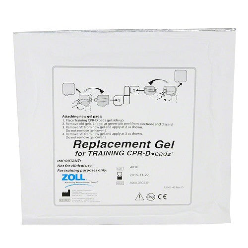 ZOLL-8900-0804-01 CPR-D Padz Training Electrodes -- with reusable ""Z-design"" electrode with CPR hand placement indicator and one (1) pair of disposable adhesive gels.  (Note: the disposable gels must be applied to the reusable pad before use.)"