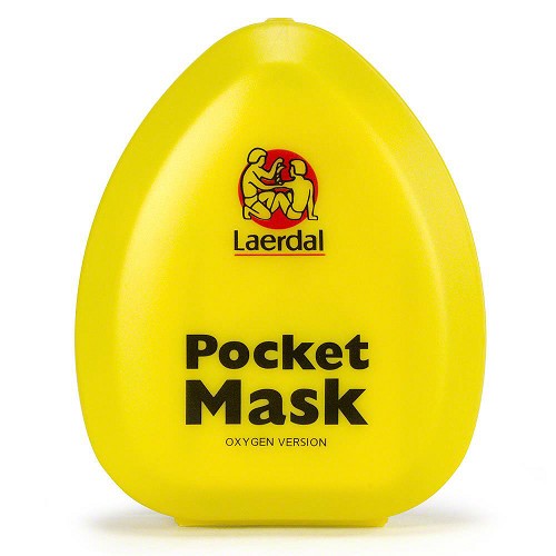 LAERDAL-83001133 Pocket Mask w/ 02 Inlet, Head Strap, Gloves, Yellow Hard Case