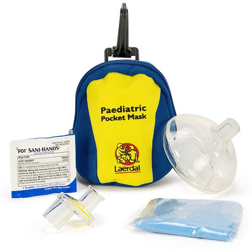 LAERDAL-820050 Mascarilla de bolsillo pediátrica con guantes Estuche blando azul