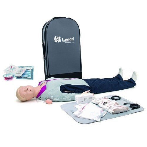 LAERDAL-173-01260 Desfibrilador externo automático QCPR Resusci Anne de cuerpo completo en estuche con ruedas