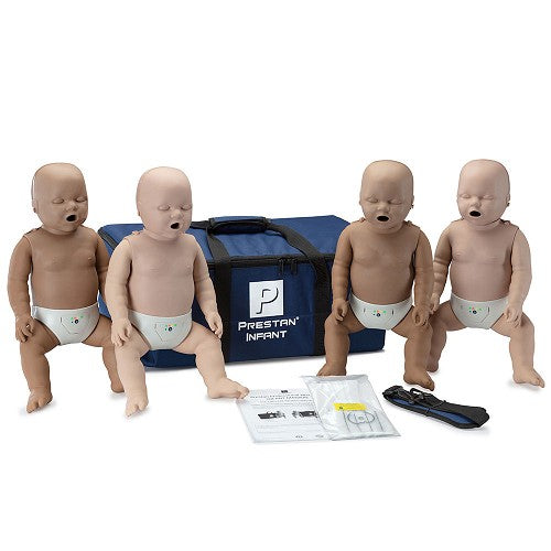 PRESTAN-PP-IM-400M-DS Professional Infant Manikin with CPR Feedback, 4-Pack (Dark Skin); includes (50) Child Face- Shield/Lung-Bags, Carry Bag and Instructions"