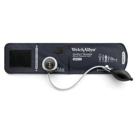 Welch Allyn/Hillrom-DS45-11 DuraShock DS45 Integrated Aneroid Sphygmomanometer,Premium Inflation Bulb and Valve; Size-11 Adult, FlexiPort Reusable, 1-Tube Cuff (Each)