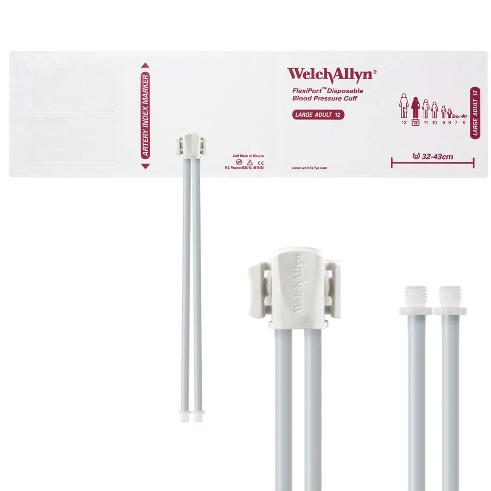 Welch Allyn/Hillrom FlexiPort Blood Pressure Cuff with Two-Tube Screw Type Connector