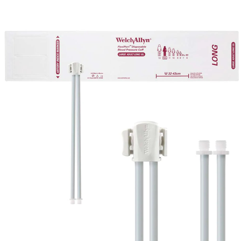 Welch Allyn/Hillrom FlexiPort Blood Pressure Cuff with Two-Tube Screw Type Connector