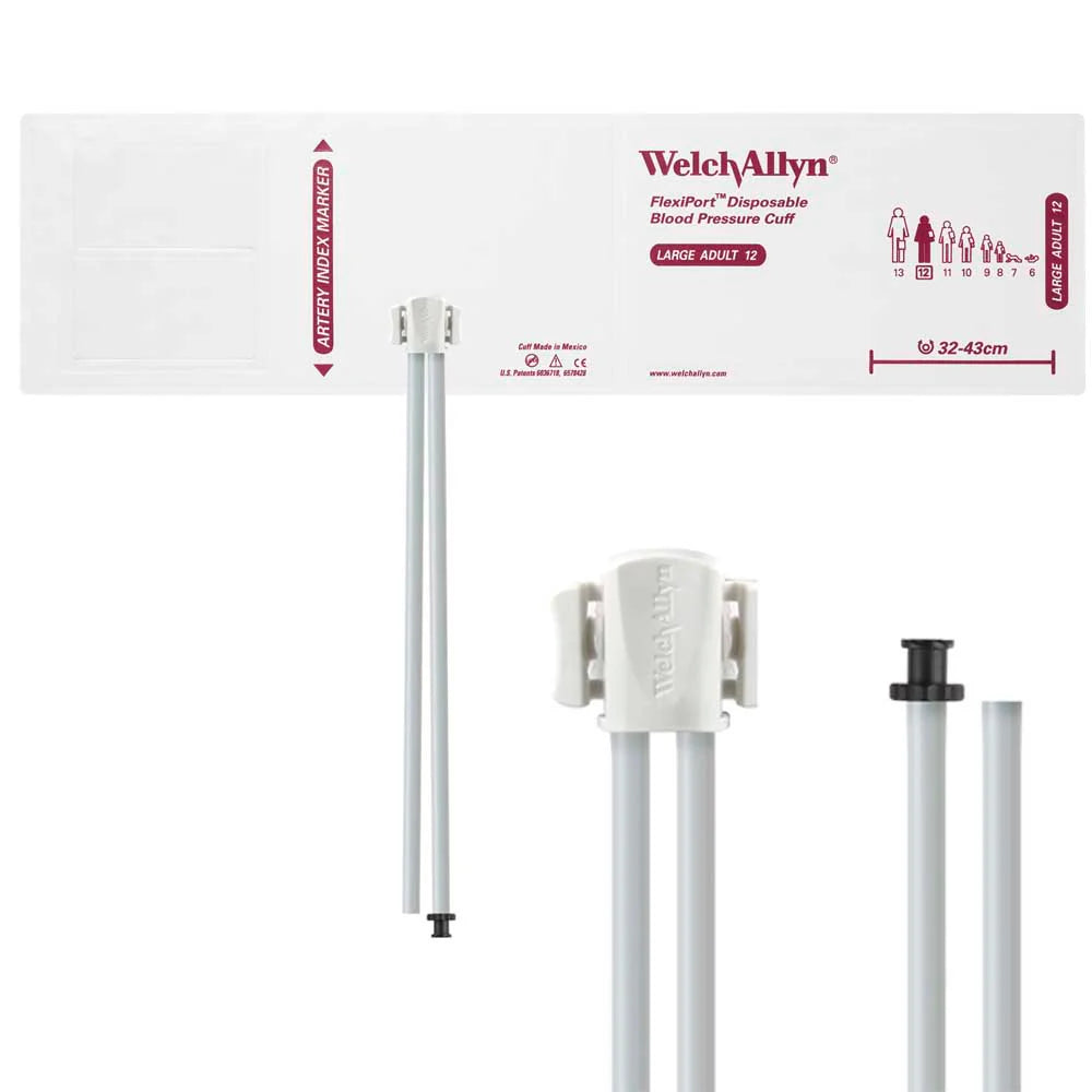 Welch Allyn FlexiPort Blood Pressure Cuff with Two-Tube Tri-Purpose Connector (20/Box)