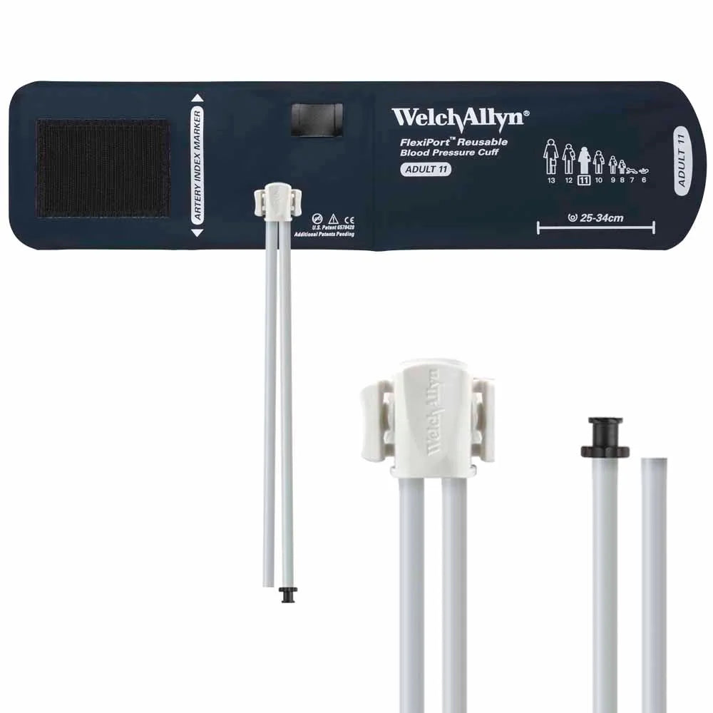 Welch Allyn FlexiPort Reusable Blood Pressure Cuff with Two-Tube Tri-Purpose Connector