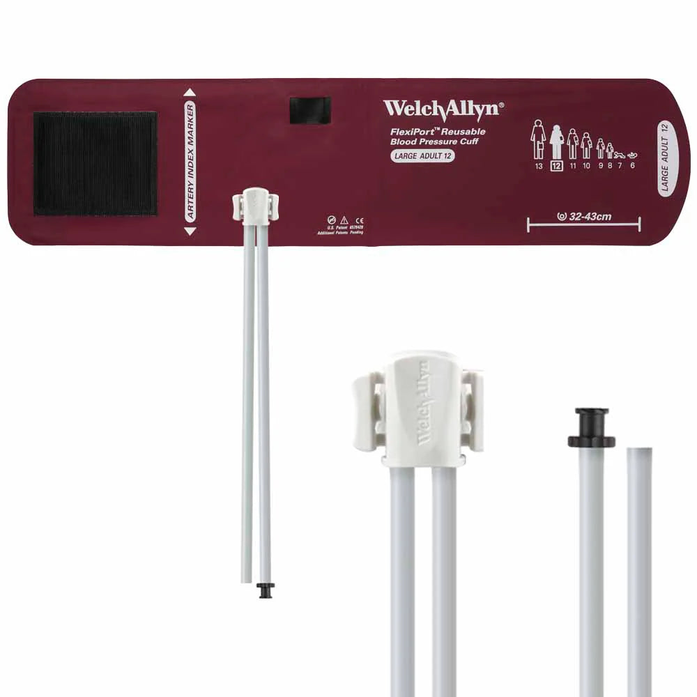 Welch Allyn FlexiPort Reusable Blood Pressure Cuff with Two-Tube Tri-Purpose Connector