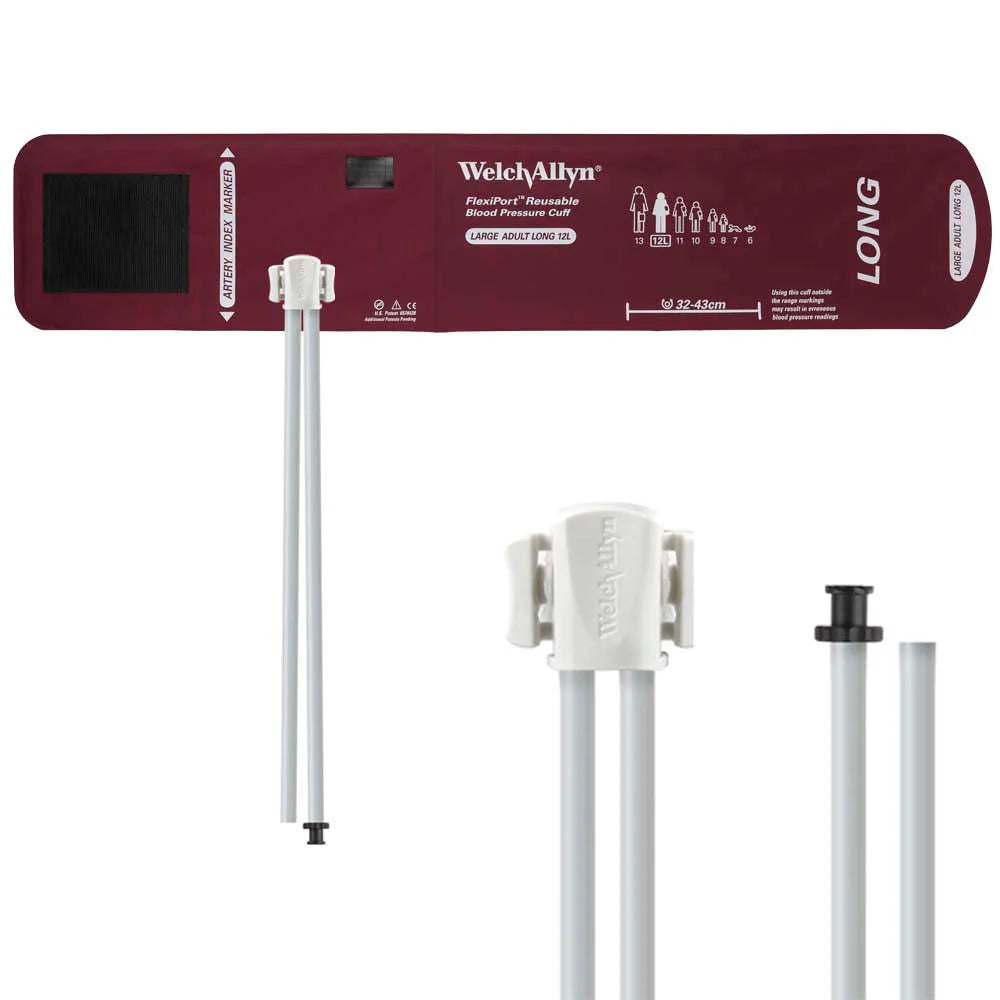Welch Allyn FlexiPort Reusable Blood Pressure Cuff with Two-Tube Tri-Purpose Connector