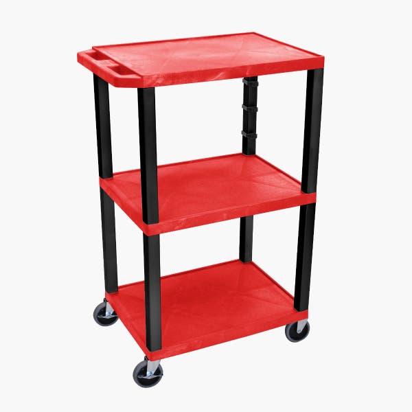 Luxor Three-Shelf Plastic Utility Cart 42"