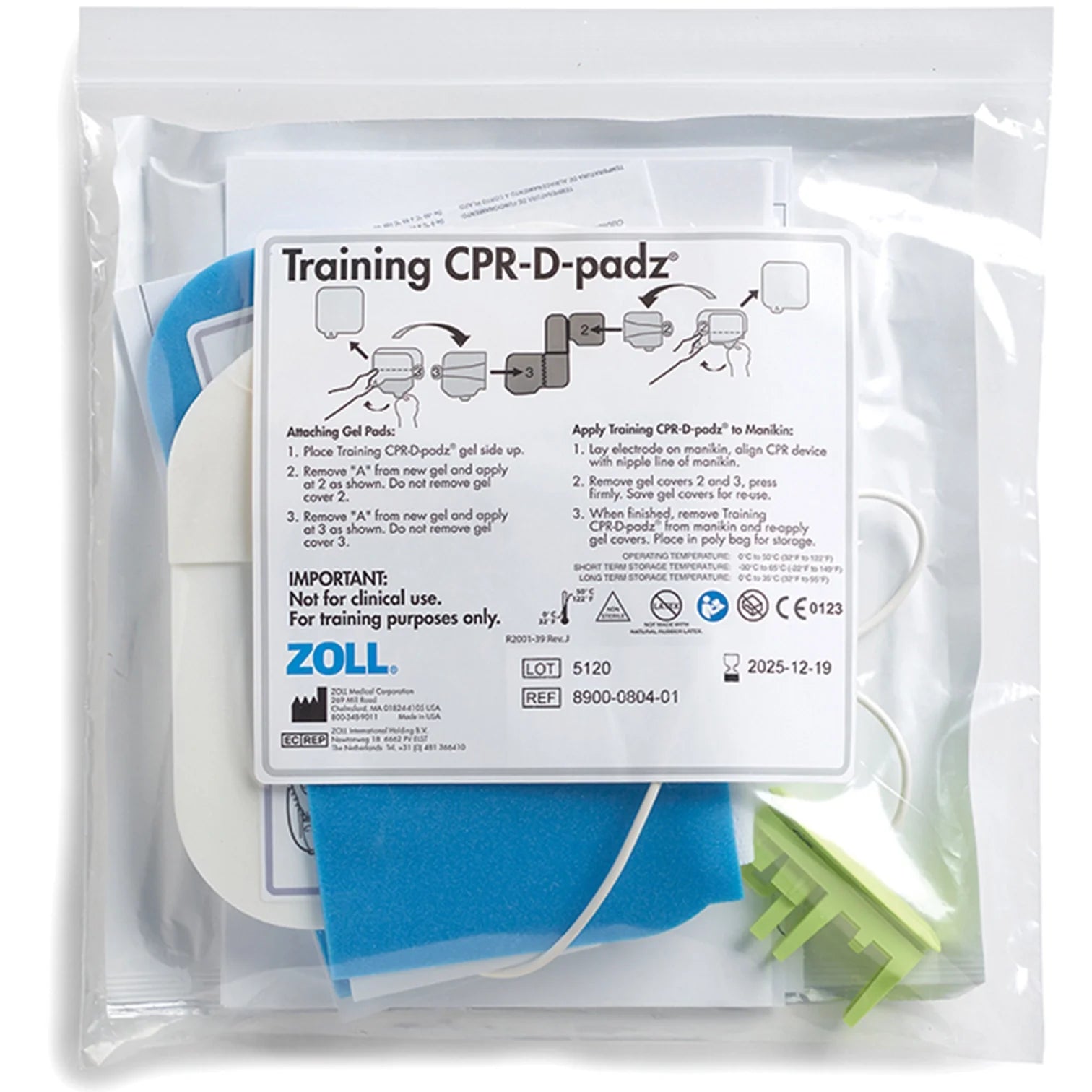 ZOLL-8900-0804-01 Training CPR-D Padz® Electrode, with 1 Pair Rep. Gel